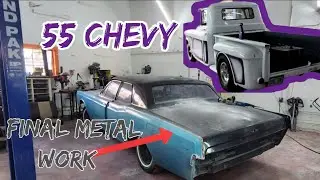 55 Chevy truck and the 66 Lincoln final metal work + emergency room