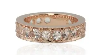 Morganite Almost Eternity Wedding Band in Rose Gold (6mm Wide) LS4510