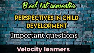 B.ed 1st semester perspectives in child development important questions @Velocity learners