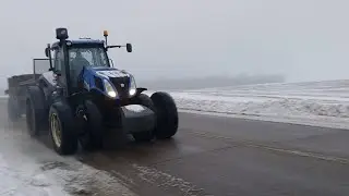 NEW HOLLAND T8.275 GENESIS TRACTOR PULLING A MEYERS MASSIVE MANURE SPEADER IN WESTERN WISCONSIN!!!!!