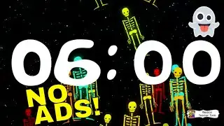 6 Minute Floating Skeleton Timer | Colorful Halloween Classroom Countdown (No Ads)