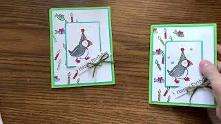 PARTY PUFFINS &mdash; Candles and Fish Birthday Card (SU)