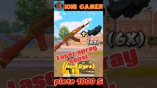 Akm🔥6x laser🎯spray sensitivity(Non Gyro)|zero recoil sensitivity|#bgmi#pubgmobile#shorts#gaming#pubg