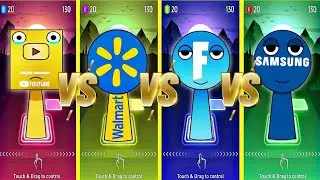 SPRUNKI OC YOU TUBE PLAY BUTTON 🆚 WALMART 🆚 SAMSUNG 🆚 FORTNITE COFFIN DANCE SONG IN TILES HOP