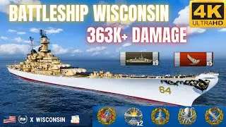 Battleship Wisconsin SHOWING OFF HER BIG AMERICAN GUNS w/ 363K+ Damage | World of Warships