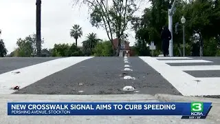 New Stockton crosswalk signal aims to curb speeding on Pershing Avenue