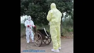 Yellow microporous coverall protective clothing