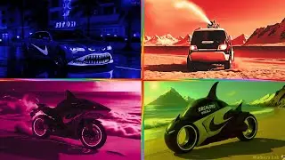 ➡️ BLUE FUTURE BUS 🆚 RED SHARK AMBULANCE 🆚 PURPLE MONSTER CAR 🆚 GREEN SHARK SUPERCAR