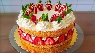 Erdbeer Sahne Torte &hearts; SUPER LEICHT! Sie werden begeistert sein! Lecker und einfach! Erdbeer Kuchen