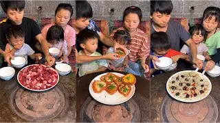 Amazing Good Father Cooking for His Family and Eating Delicious Food