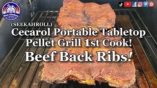 Cecarol Portable Tabletop Pellet Grill 1st Cook Smoked Beef Back Ribs