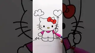 Rysunek balonu w kształcie serca Hello Kitty #rysunek #jakrysować