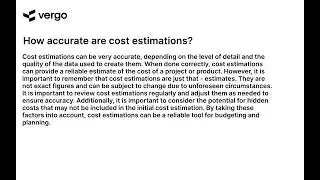 The Cost of Accuracy: Estimating Costs