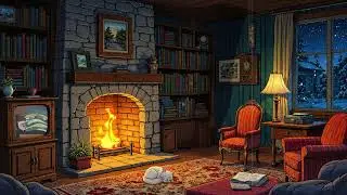 Cozy Christmas Night by the Fireplace 🎄✨ cozy sofa, fire crackle and Jazz vintage 1930s 1940s