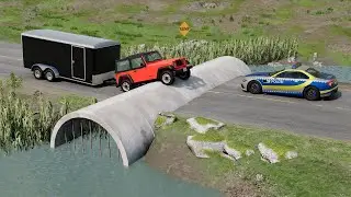 Epic Cars vs Pipe Flood Challenge 2 - BeamNG.drive | BeamNG High Speed