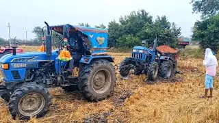 Eicher 480 tractor stuck in mud pulling out by Echier #Mahindra 475D1 tractor #Vskveeresh..