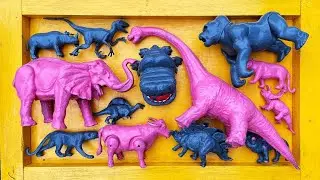 wadidau!! membersihkan hewan mainan, sapi, gajah, ayam, singa, harimau, kelinci, kerbau