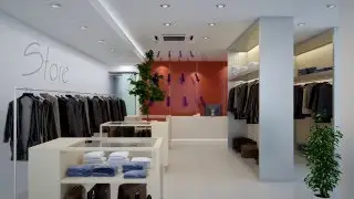 Ceiling Cassette Air Conditioner in a Shop Animation