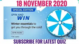 Amazon Quiz Answers Today |Special Edition | Win 10,000 Amazon Pay Balance | 18 Nov