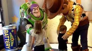 Emmett and Harper meet Buzz and Woody
