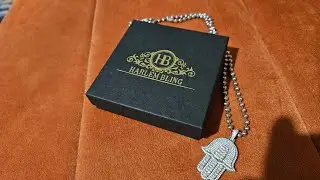 Harlembling.com 4mm 925 sterling silver Moon Ball Chain and moissanite Hamsa Pendant review