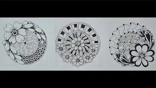 Easy Circle Zentangle Patterns for Beginners | Floral Zentangle Art (Part 1)