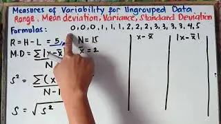 Measures of Variability for Ungrouped Data | Part 2 | Range , M.D , Variance & Standard Deviation |