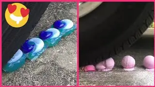CRUSHING CRUNCHY AND SOFT THINGS By CAR! Paint Balls,Bath Bombs,FLORAL FOAM, AND MANY OTHER THINGS