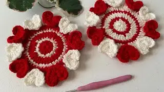 Crochet Heart Coaster
