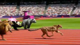 💫 Animal Olympics Race Battle | Can Cheetah Beat Them All? 💨 #subscribe #cuteanimals ##olympicgames 
