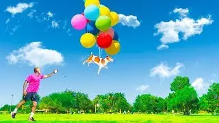 25 GIANT HELIUM BALLOONS TIED TO MY BEST FRIEND'S DOG PRANK! (1,000 Ft IN THE SKY)