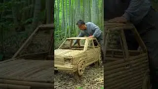Man make car from bamboo in bamboo forest