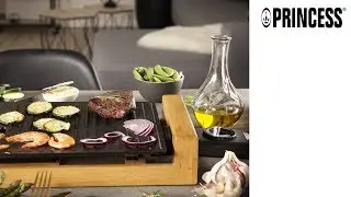 Princess 103025 Table Chef Pure Duo &ndash; Bak- en Grillplaat &ndash; Zwarte coating &ndash; Bamboe