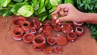 Miniature clay kitchen set unboxing