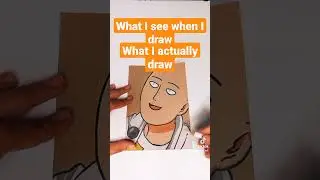 Saitama from One Punch Man Colored Pencils Drawing on Brown Paper