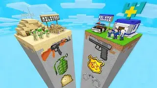 Mikey Family MILITARY vs JJ Family POLICE CHUNK Battle in Minecraft (Maizen)