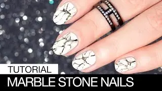 Realistic White Marble Stone Nail Art || SoNailicious