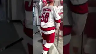 Micheal Bunting confused by Mullet Arena as he TAKES DOWN GLASS  😅 😅 #coyotes #hurricanes #nhl