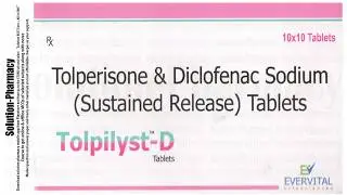 Tolpilyst D Tablet | Tolperisone (450mg) + Diclofenac (100mg) | Muscle Relaxant + Analgesic Tablet
