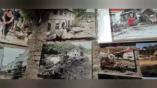 Ahrtal. Saffenburg sicht und Ahr-vinothek Flutausstellung.