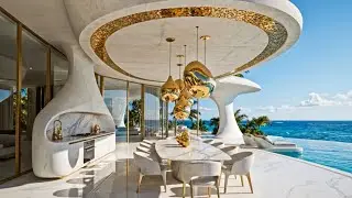 Inside a Billionaire’s Gold-Trimmed Organic Mansion on a Cliff | Cinematic Drone Tour