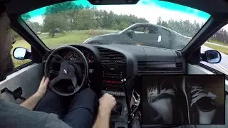 E36 Drifting with 350Z in the Rain - In Car/Footcam