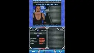 SVR 2010 select superstar screen (Nintendo DS)