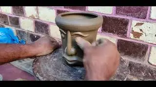 #pottery #terracotta #clay #potmaking #throwing TRIBAL FACE POT MAKING | TERRACOTTA | ART POTTERY |