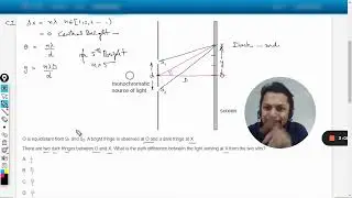 Monochromatic light of wavelength &lambda; is incident on two slits S1 and S2. An interference pattern is