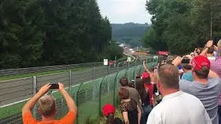 F1 Belgium GP 17: First Lap along Kemmel Straight out of Eau Rouge, Spa-Francorchamps