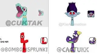 My sprunki oc Cuktak Vs Kie Animation Vs Bombomsprunki Vs Cactuk Quadparison 11