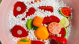 Satisfying Video | How to Cutting Fruits and vegetables and Drop In Snow ASMR