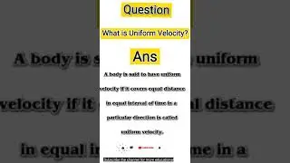 what is uniform velocity?#shorts #uniformvelocity #velocity#uniform#whatisuniformvelocity#devteaches