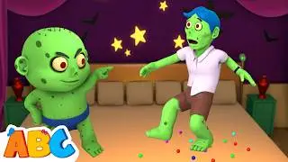 7 Green Zombies Sleeping on the Bed 🧟&zwj;♂️💤 | Funny Halloween Song 🎃 | HooplaKidz BabySitter
